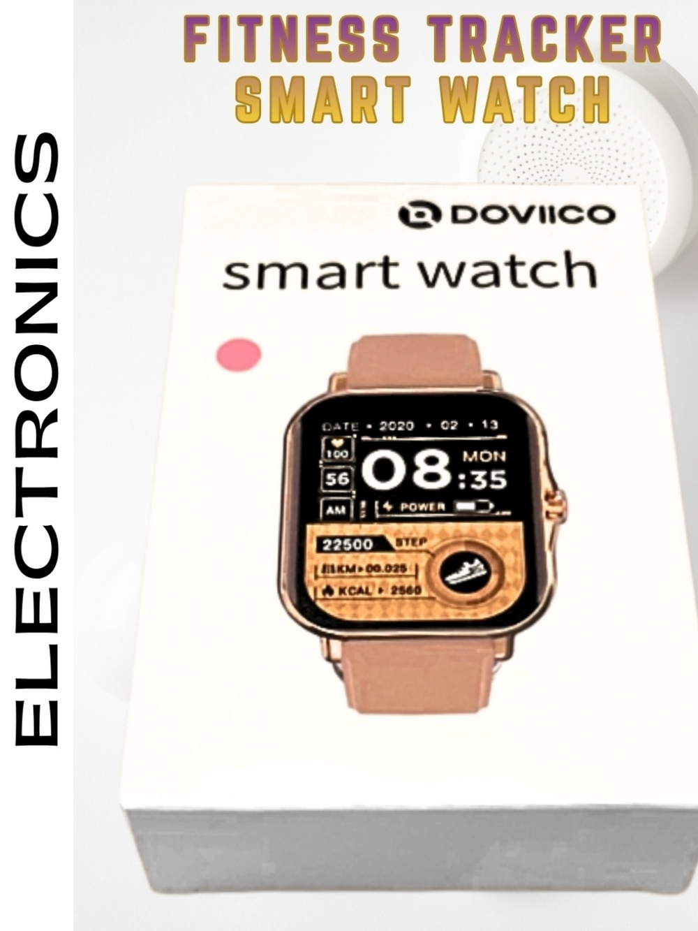 Fitness Tracker Pulse Heart Rate Oxygen Smart Watch In Rose Gold & Pink Band New